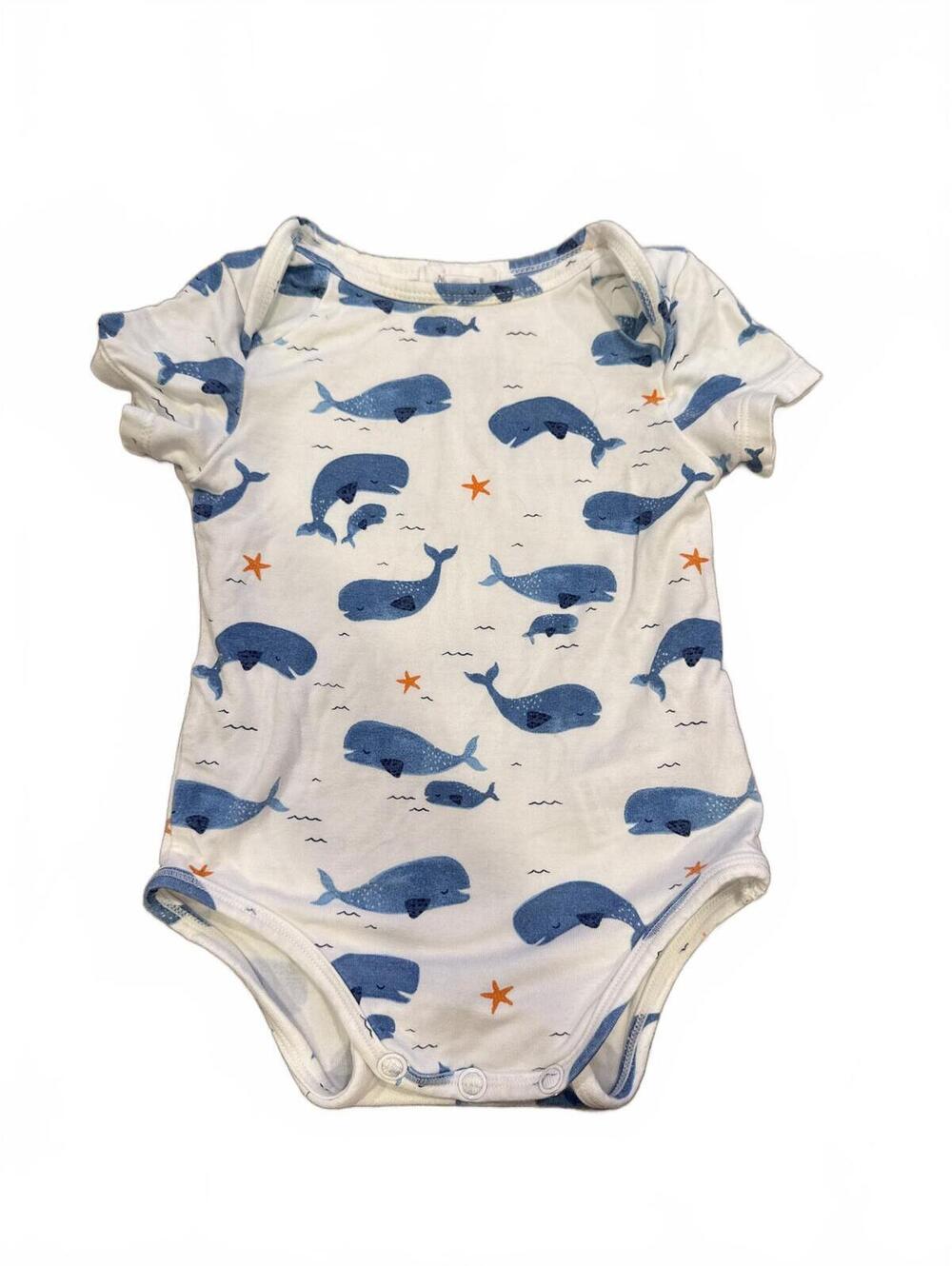 Angel Dear Baby Whale Print Bamboo Onesie 3-6M